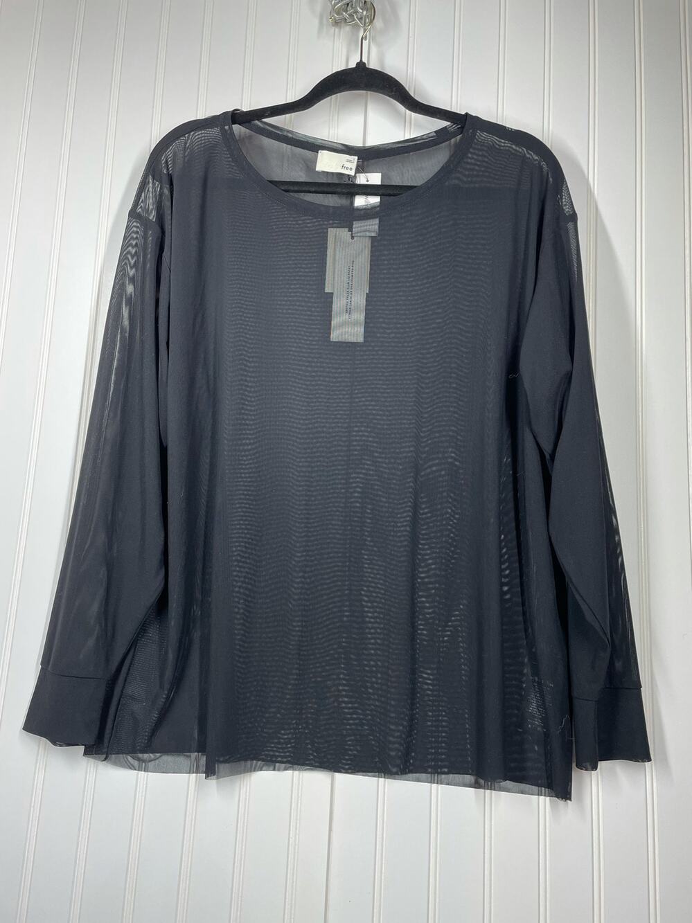 NWT Wilfred Black Mesh Sheer Long Sleeve Pullover Blouse Top Women Size 2